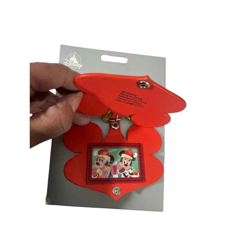 Disney Parks Santa Mickey & Minnie Mouse Christmas Photo Keychain Bag Charm